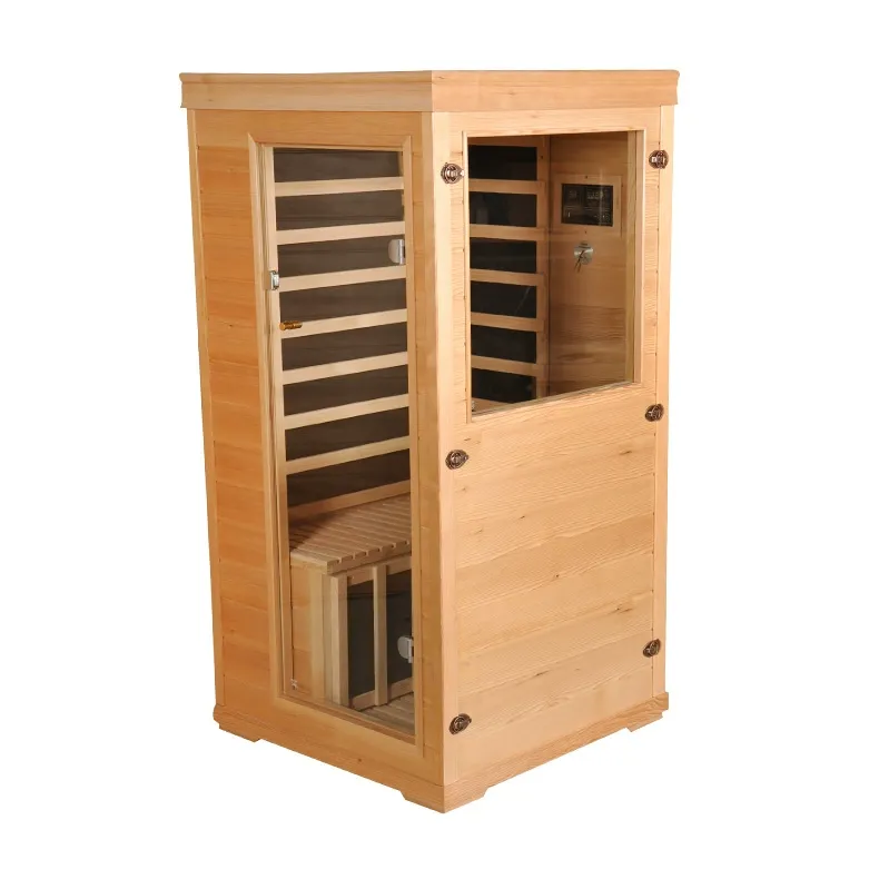 Salle de sauna à porte vitrée pour une personne Salle de sauna à porte vitrée pour une personne