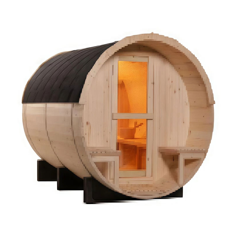 Sauna extérieur en tonneau en bois